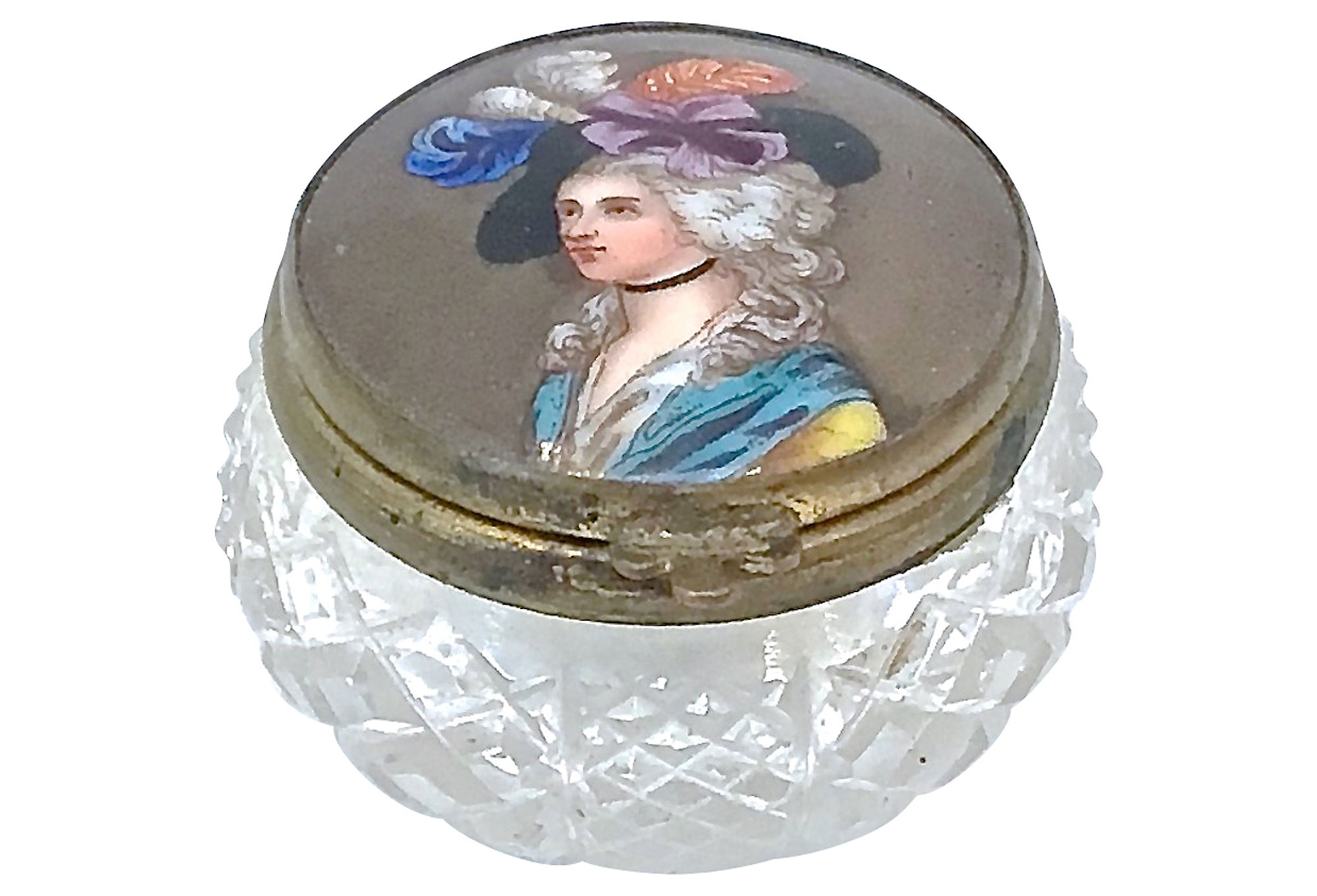 18th-C. Porcelain & Crystal Pill Box~P77466318