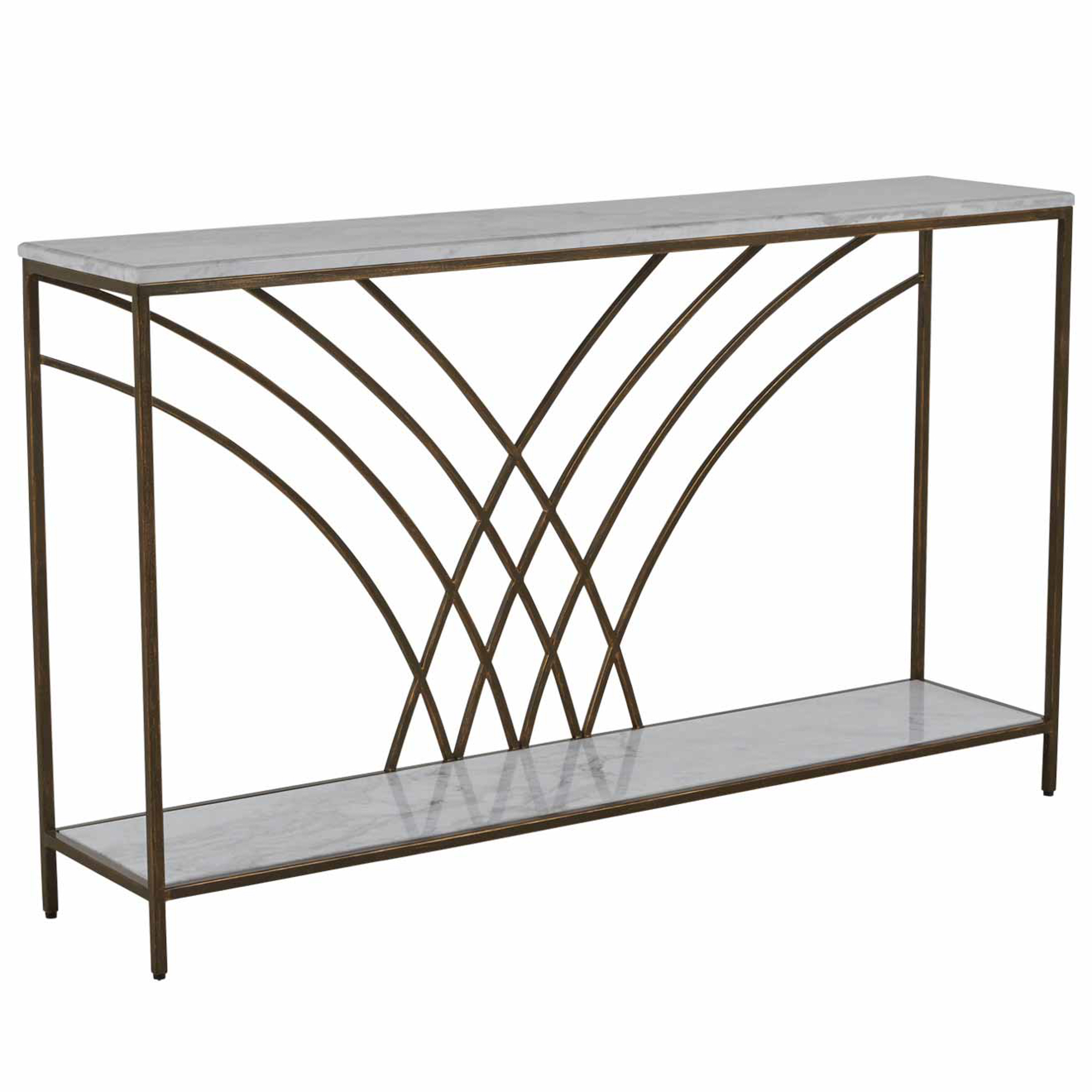 Felding Marble Top Console Table, Bronze