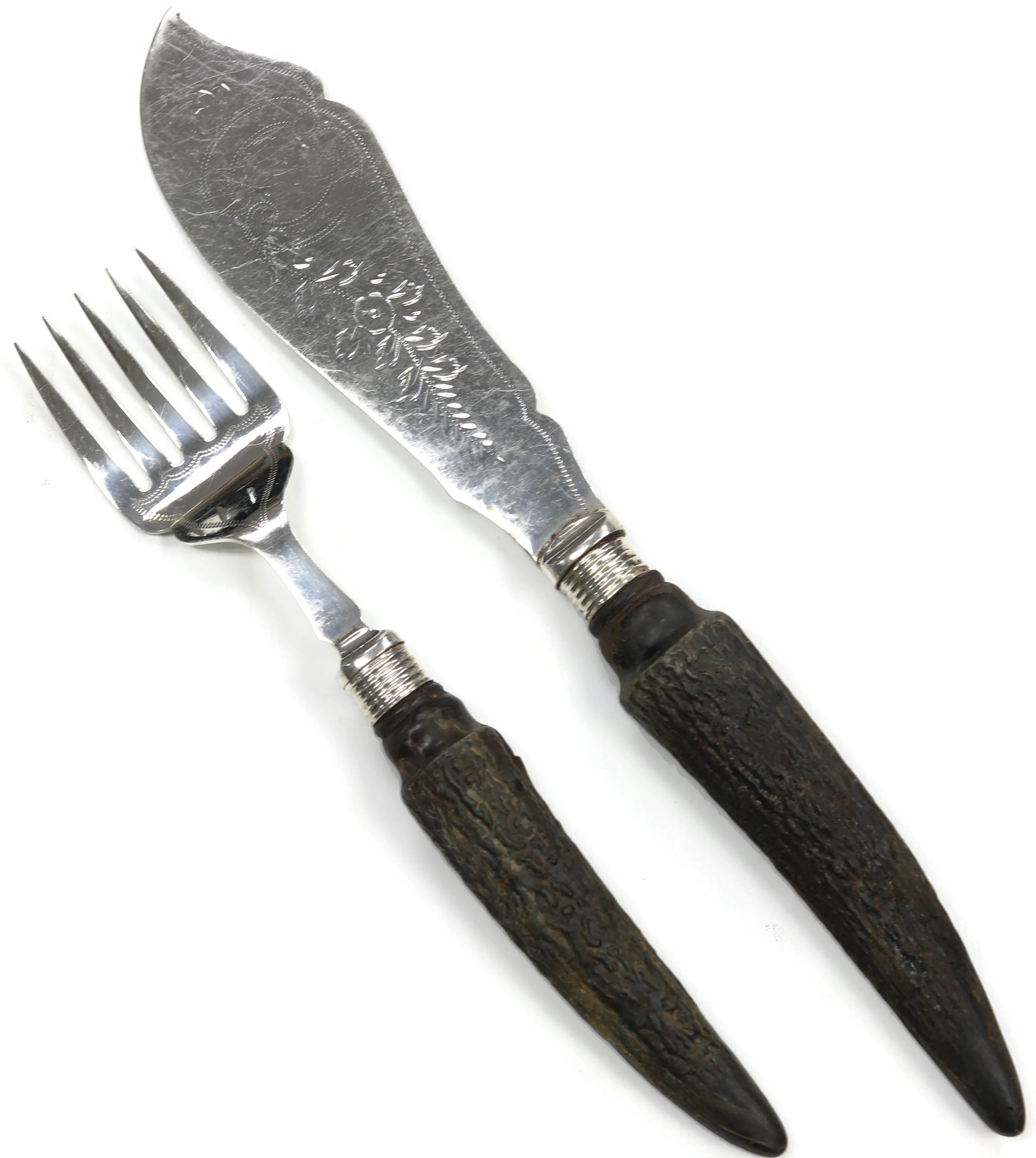 Natural Stag-Horn Fish Serving Set, S/2~P77598402