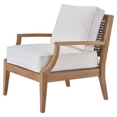 Coastal Living Emerson Outdoor Lounge Chair, Natural Teak/White