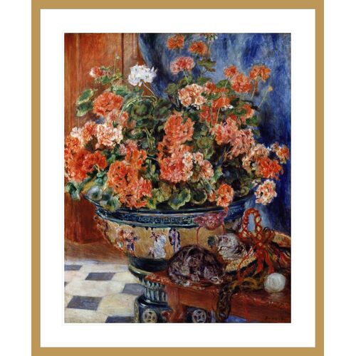 Geraniums and Cats by Pierre-Auguste Renoir Framed Print Geraniums and Cats by Pierre-Auguste Renoir Framed Print