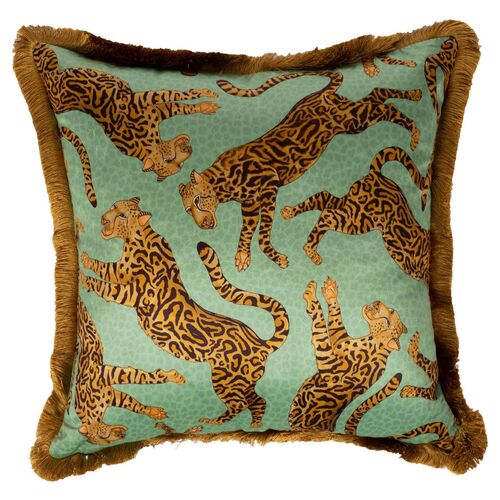 Cheetah Kings 24x24 Pillow, Jade Velvet~P77589392