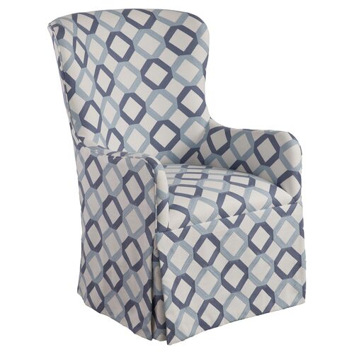 Laguna Aliso Upholstered Host Chair with Casters, Blue/White~P111120149