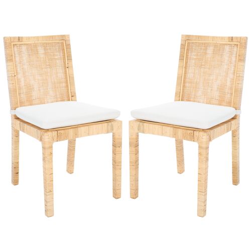 S/2 Nicola Cane Dining Chairs, Natural~P77648143