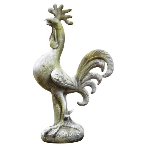 22" Rooster Crowing, White Moss~P76608532