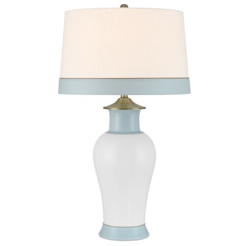 Kora Porcelain Table Lamp, White/Light Blue