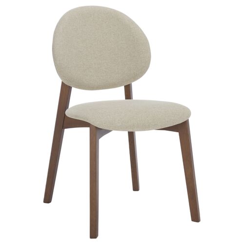 S/2 Valith Performance Linen Dining Chairs, Walnut/Beige S/2 Valith Performance Linen Dining Chairs, Walnut/Beige