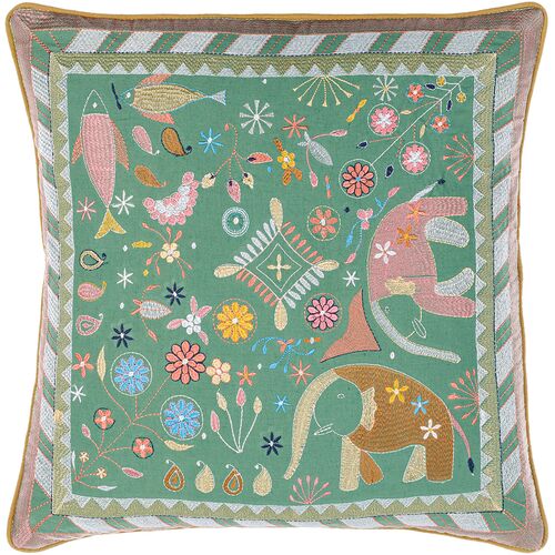 Theodore Embroidered Pillow, Sage