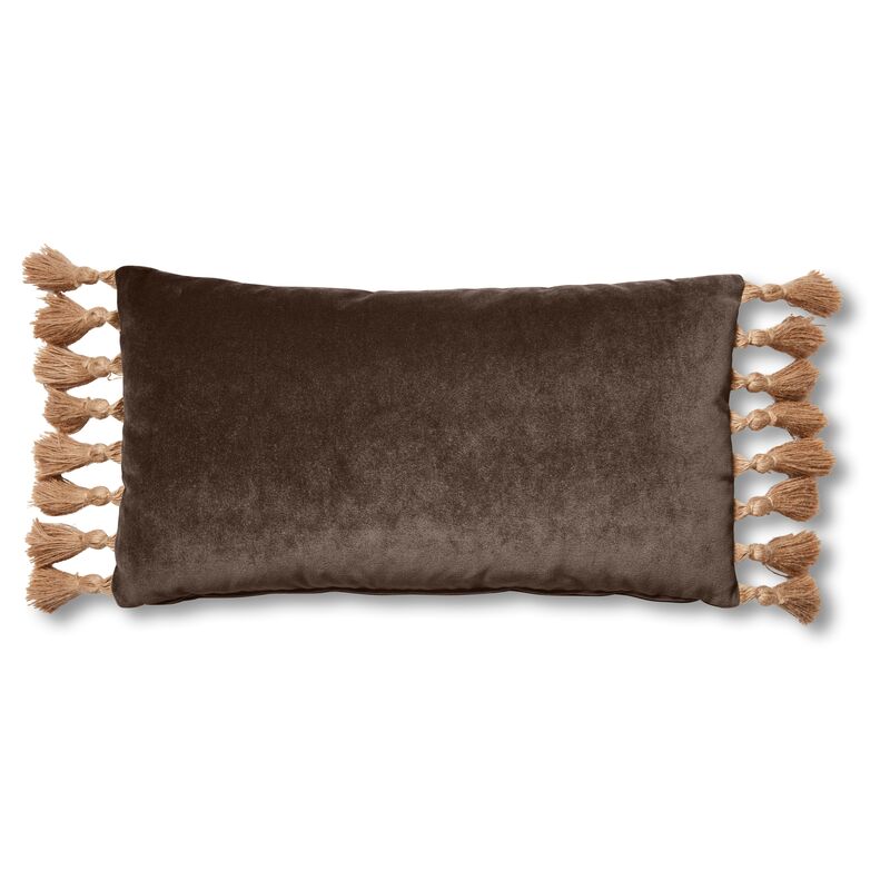 One Kings Lane Lou 12x23 Lumbar Pillow, Café Velvet One Kings Lane