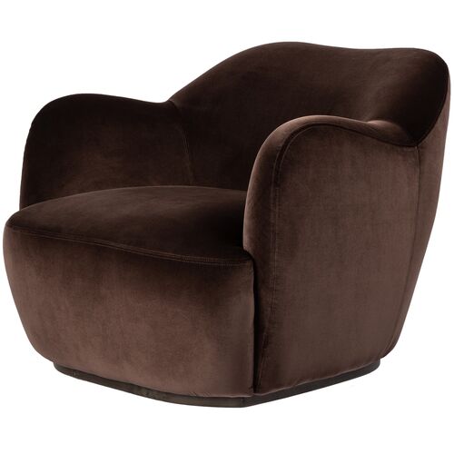 Norah Swivel Chair, Cocoa Velvet