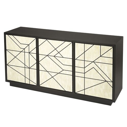 James Bone Inlay 59" Sideboard, Black/Ivory