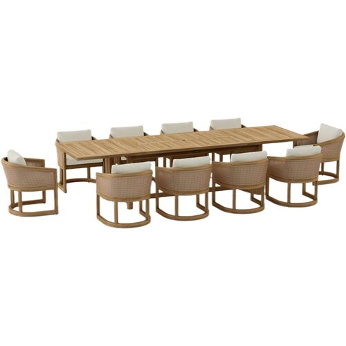 11-Piece Avanta Outdoor Teak Dining Set, Sunbrella