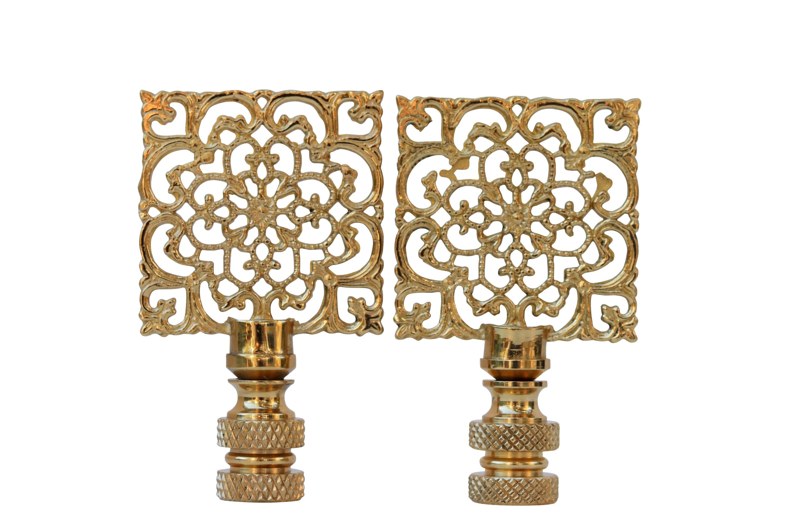 Brass Filgree Lamp Finials - a Pair~P77659402