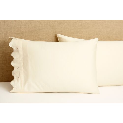 S/2 Standard Scallop Pillowcases, Ivory~P75832331