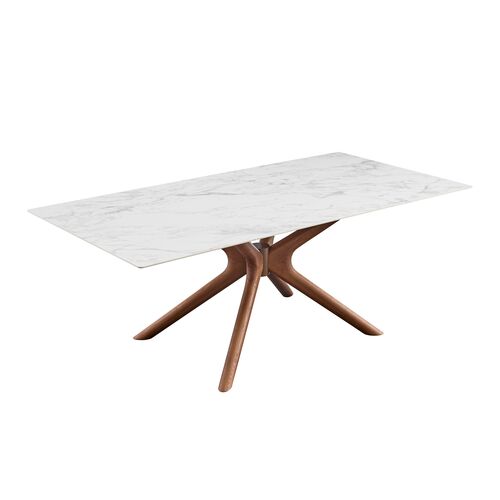 Cerelia 79" Rectangular Dining Table, White Ceramic