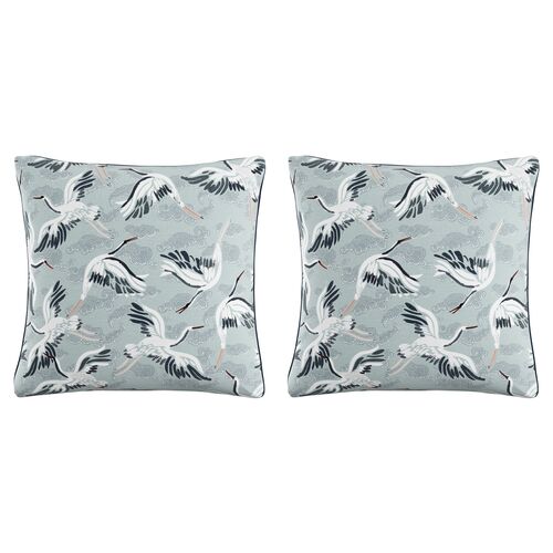 S/2 Crane Pillows, Sky/Navy~P77358485