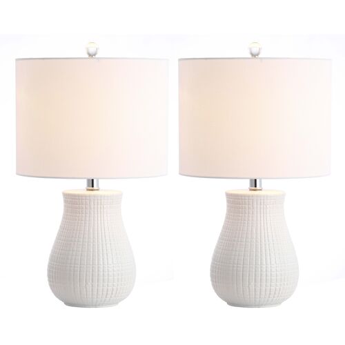 S/2 Ruffus Table Lamps, White