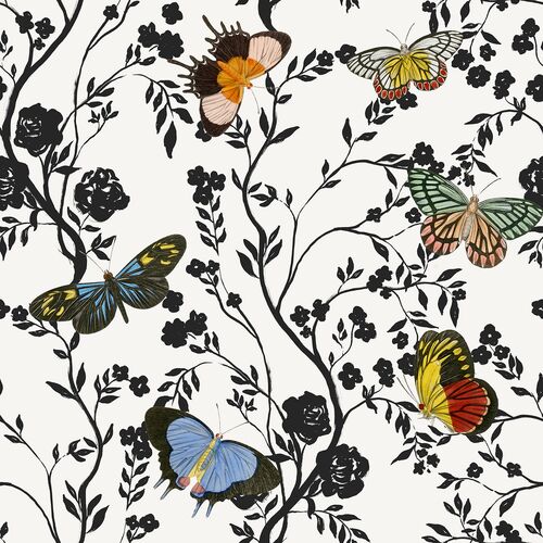 Blooming Butterflies Wallpaper, Multicolor