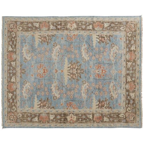 Jean Ornamental Hand-Knotted Rug, Blue/Brown~P77607237