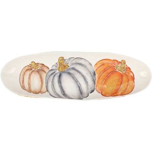 Pumpkins Narrow Oval Platter, Orange