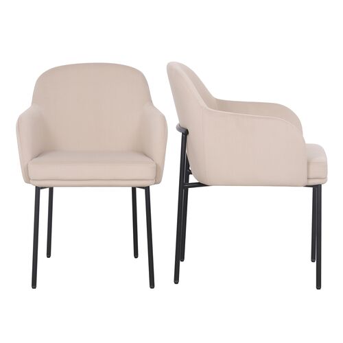 S/2 Arlo Performance Velvet Arm Dining Chairs S/2 Arlo Performance Velvet Arm Dining Chairs