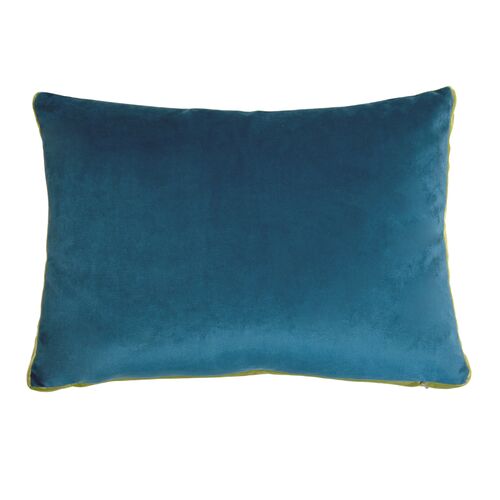 Eloise 14x20 Floor Pillow, Petrol/Wasabi Velvet