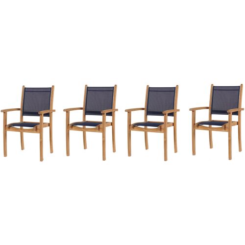 S/4 Milo Teak Stacking Outdoor Dining Chairs, Blue~P77649398