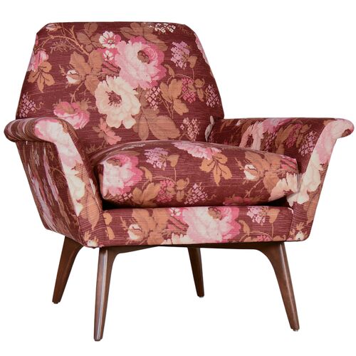 Rowan Floral Accent Chair, Beth Magenta Crypton