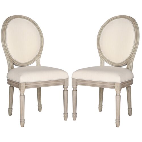 S/2 Haden Side Chairs, Washed Beige~P44636425
