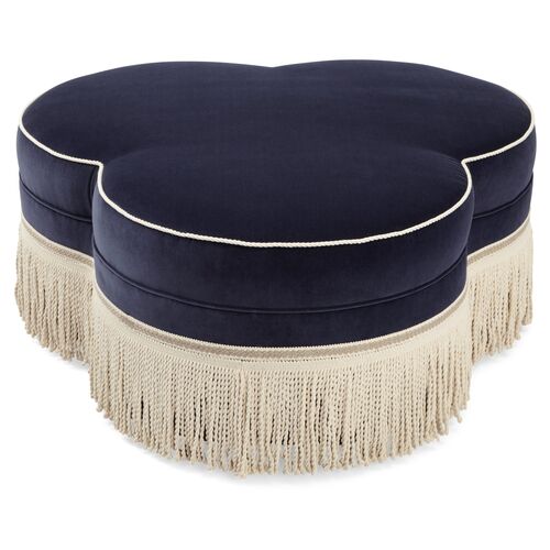 Portsmouth Ottoman, Navy Velvet