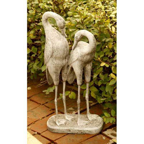 27" Two Storks Outdoor Statue, Cathedral White