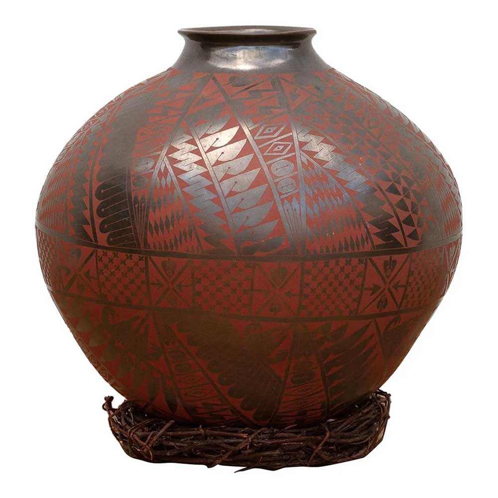 Large Mata Ortiz Blackware Olla~P77717287