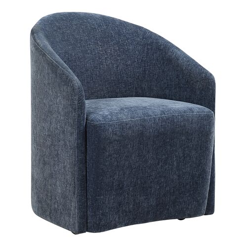 Florian Textured Velvet Dining Chair, Blue