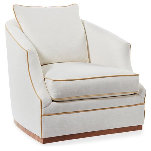 Annie Swivel Chair, Ivory/Leather~P77569239