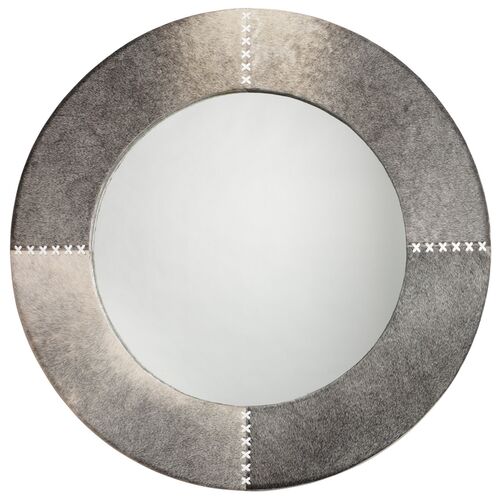 Cross Stitch 36" Hide Wall Mirror, Gray~P76806710