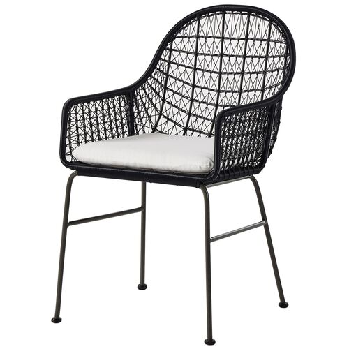 Dylan Outdoor Woven Dining Chair, Smoke Black/White