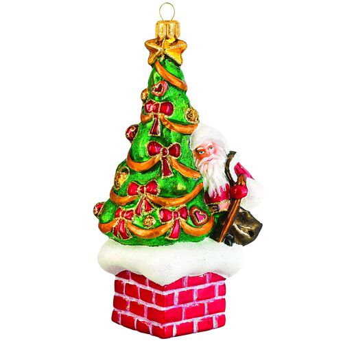 MB Glass St Nick Atop the Chimney Traditional Version MB Glass St Nick Atop the Chimney Traditional Version