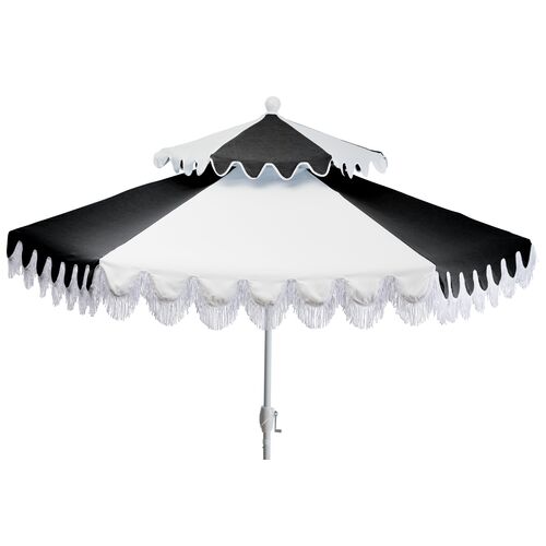 Ginny Two-Tier Patio Umbrella, Black/White~P77522514