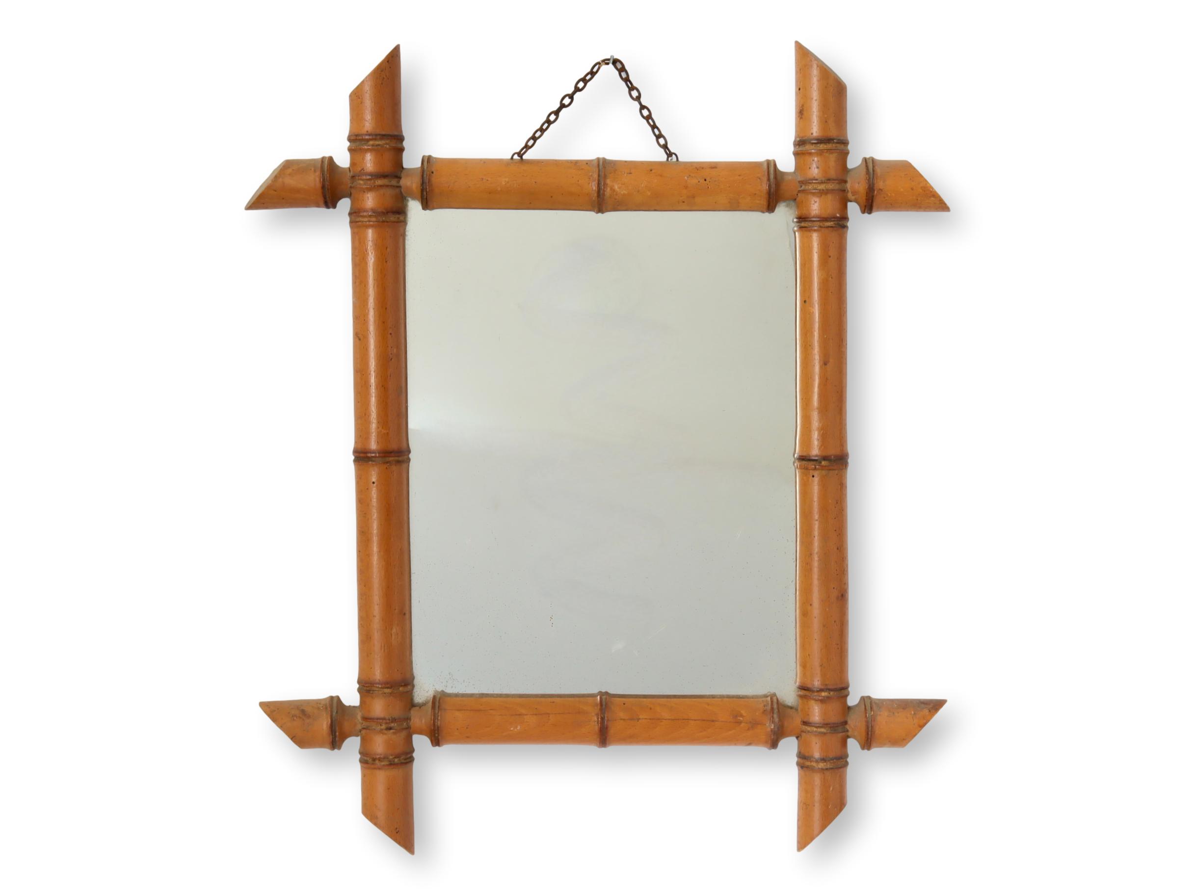 French Faux Bamboo Framed Wall Mirror~P77677142
