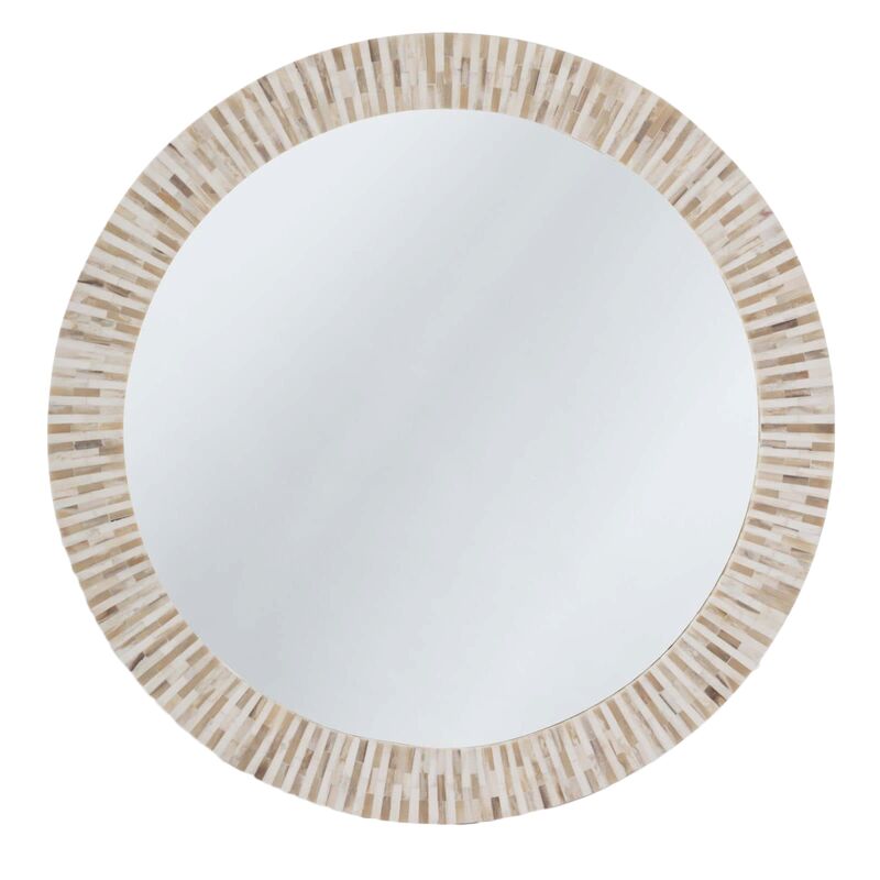 Multi-Tone Bone Wall Mirror, White