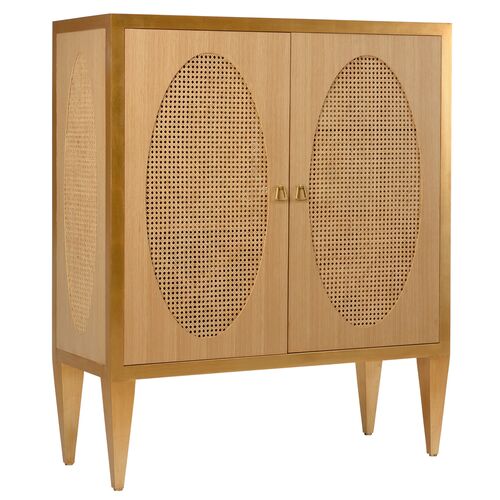 Petite Caned Bar Cabinet, Natural