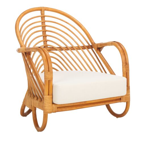 Aeliana Rattan Accent Chair, Natural/White Aeliana Rattan Accent Chair, Natural/White