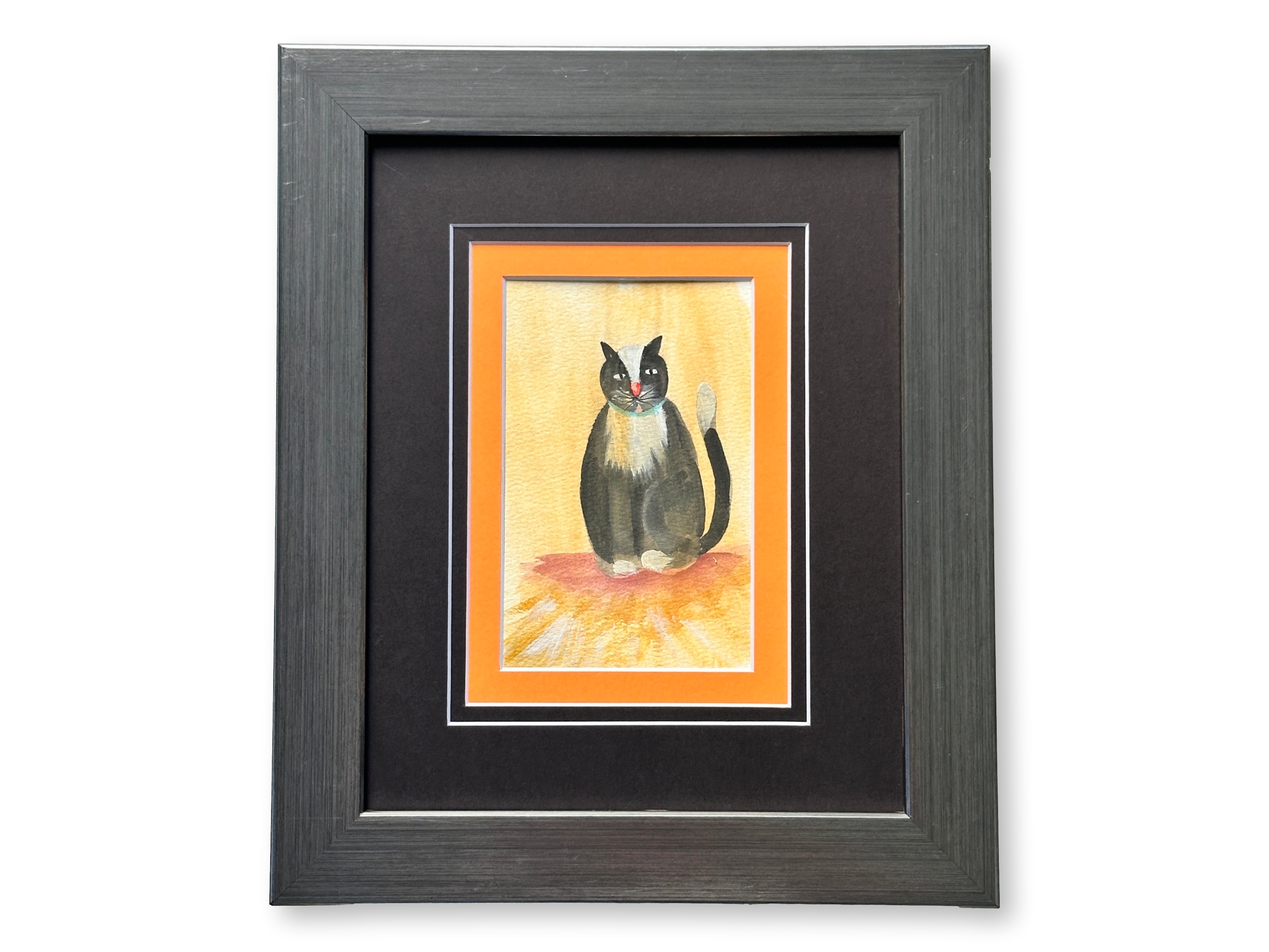 Vintage Folk Art Watercolor of a Cat~P77726022