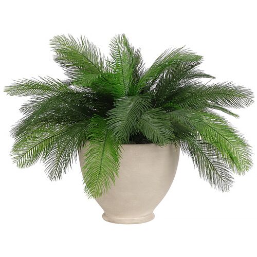 17" Feather Fern in Pottery Bowl, Faux