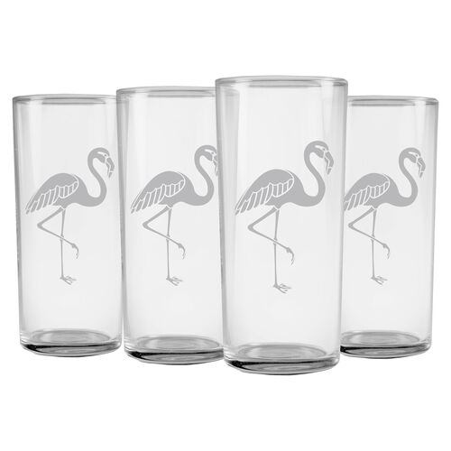 S/4 Flamingo Slim Highball Glasses~P77244568