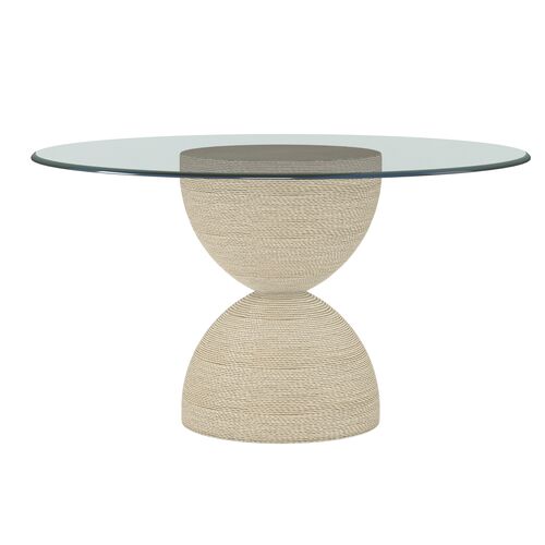 Soleil 48" Top-Glass Danish Cord Wrap Round Dining Table, Natural Soleil 48" Top-Glass Danish Cord Wrap Round Dining Table, Natural