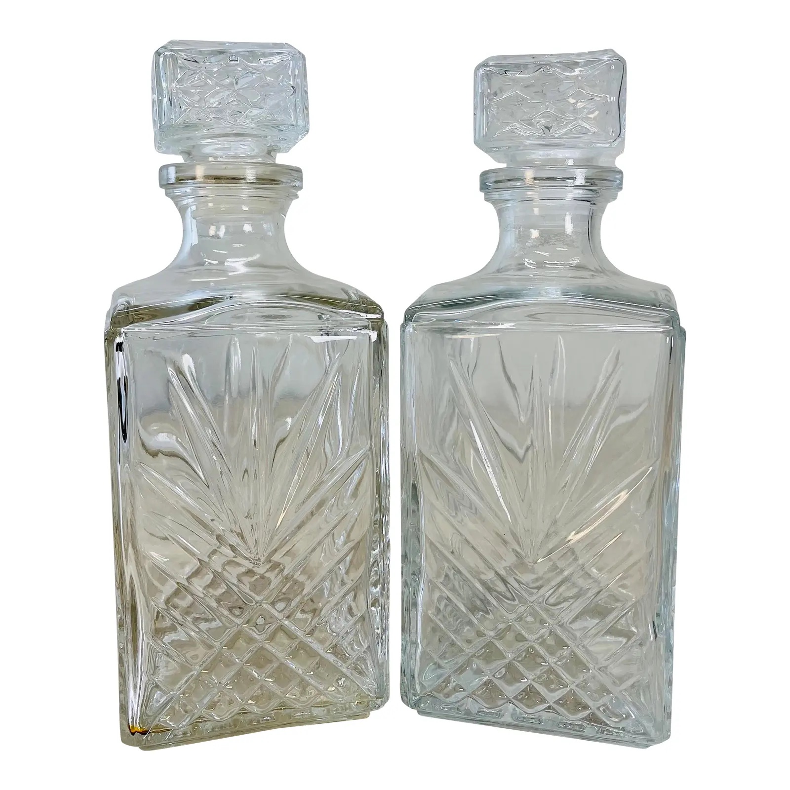 1960s Square Glass Decanters, Pair~P77653148
