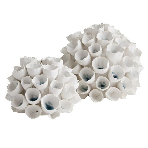 S/2 Dakota Porcelain Vases, White