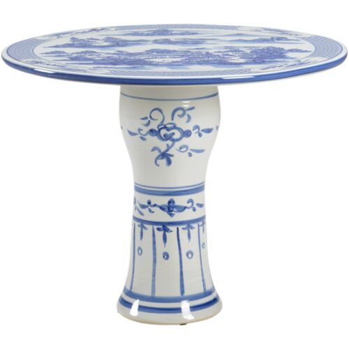 Canton Hand Painted Indoor/Outdoor Ceramic Center Table, Blue/White Canton Hand Painted Indoor/Outdoor Ceramic Center Table, Blue/White