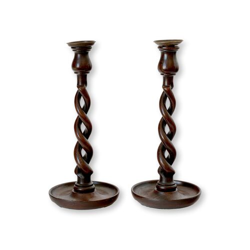 Antique English Open Twist Candlesticks